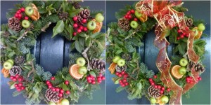Christmas door wreath with bow